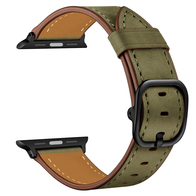 Leather Watch Band For Apple Watch Series 9&8&7 41mm / SE 3&SE 2&6&SE&5&4 40mm / 3&2&1 38mm(Army Green Frosted) by bashfashion