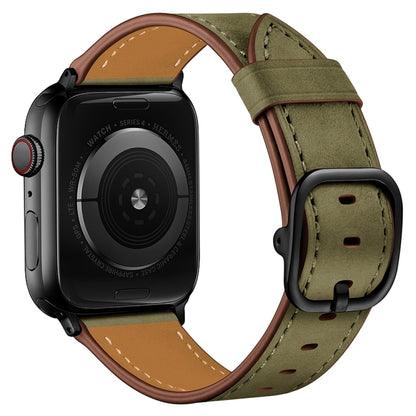 Leather Watch Band For Apple Watch Series 9&8&7 41mm / SE 3&SE 2&6&SE&5&4 40mm / 3&2&1 38mm(Army Green Frosted) by bashfashion