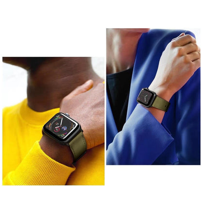 Leather Watch Band For Apple Watch Series 9&8&7 41mm / SE 3&SE 2&6&SE&5&4 40mm / 3&2&1 38mm(Yellow Frosted) by bashfashion