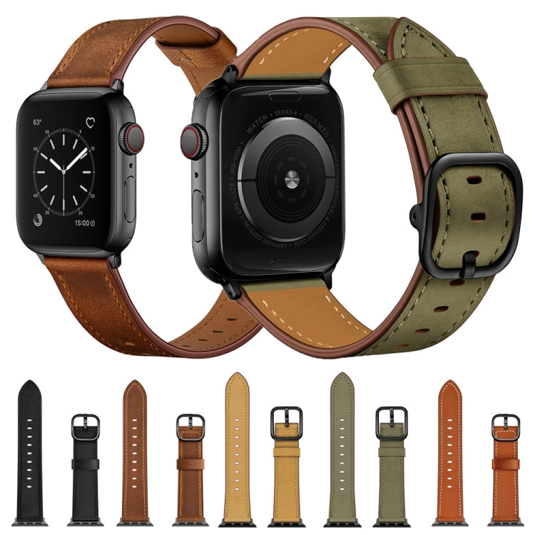 Leather Watch Band For Apple Watch Series 9&8&7 41mm / SE 3&SE 2&6&SE&5&4 40mm / 3&2&1 38mm(Yellow Frosted) by bashfashion