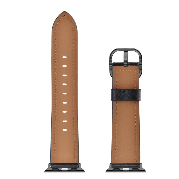 Leather Watch Band For Apple Watch Ultra 49mm&Watch Ultra 2 49mm / Series 9&8&7 45mm / SE 3&SE 2&6&SE&5&4 44mm / 3&2&1 42mm(Black) by bashfashion