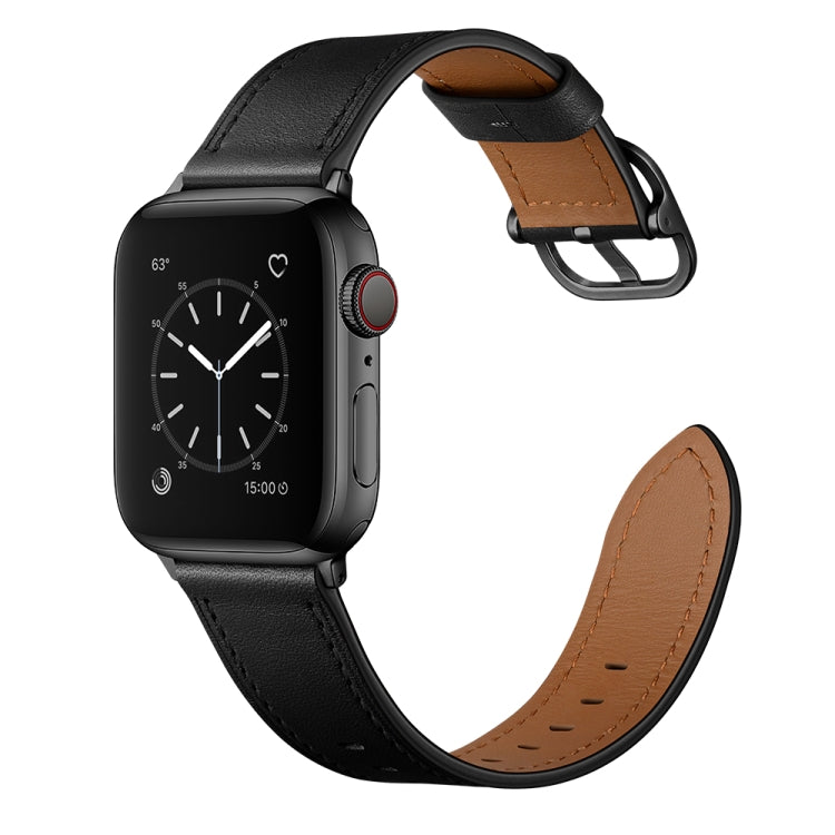Leather Watch Band For Apple Watch Ultra 49mm&Watch Ultra 2 49mm / Series 9&8&7 45mm / SE 3&SE 2&6&SE&5&4 44mm / 3&2&1 42mm(Black) by bashfashion