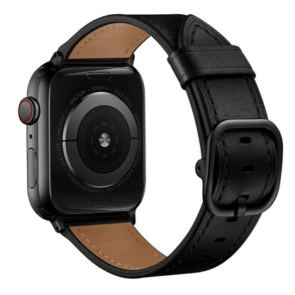 Leather Watch Band For Apple Watch Ultra 49mm&Watch Ultra 2 49mm / Series 9&8&7 45mm / SE 3&SE 2&6&SE&5&4 44mm / 3&2&1 42mm(Black) by bashfashion