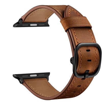 Leather Watch Band For Apple Watch Ultra 49mm&Watch Ultra 2 49mm / Series 9&8&7 45mm / SE 3&SE 2&6&SE&5&4 44mm / 3&2&1 42mm(Red Brown) by bashfashion