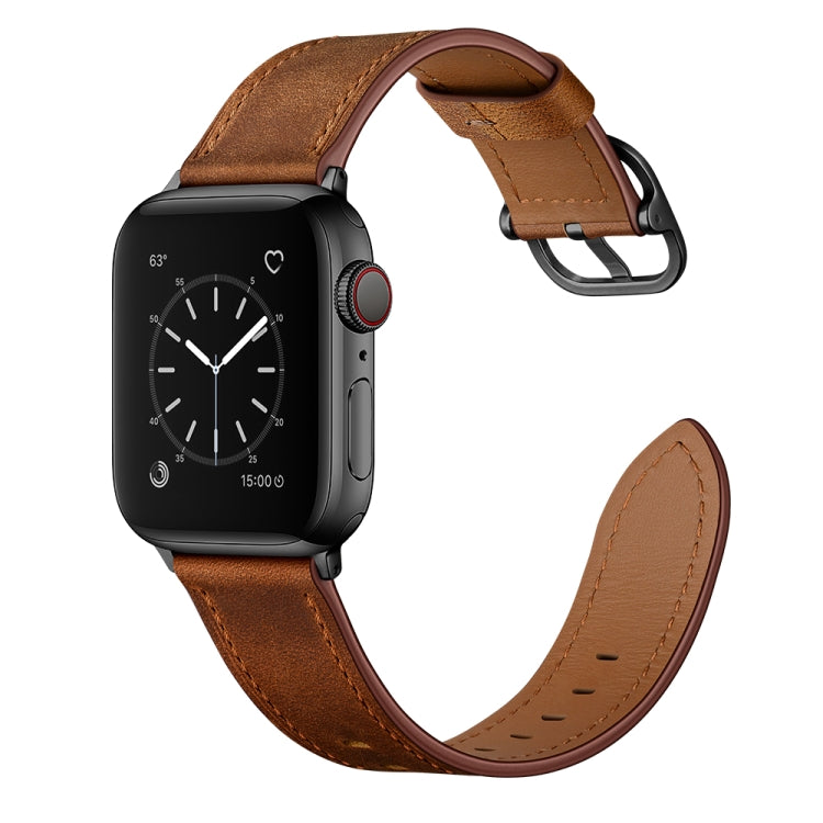 Leather Watch Band For Apple Watch Ultra 49mm&Watch Ultra 2 49mm / Series 9&8&7 45mm / SE 3&SE 2&6&SE&5&4 44mm / 3&2&1 42mm(Red Brown) by bashfashion