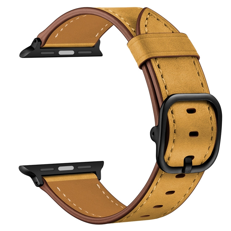 Leather Watch Band For Apple Watch Ultra 49mm&Watch Ultra 2 49mm / Series 9&8&7 45mm / SE 3&SE 2&6&SE&5&4 44mm / 3&2&1 42mm(Yellow Frosted) by bashfashion