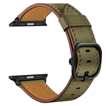 Leather Watch Band For Apple Watch Ultra 49mm&Watch Ultra 2 49mm / Series 9&8&7 45mm / SE 3&SE 2&6&SE&5&4 44mm / 3&2&1 42mm(Army Green Frosted) by bashfashion