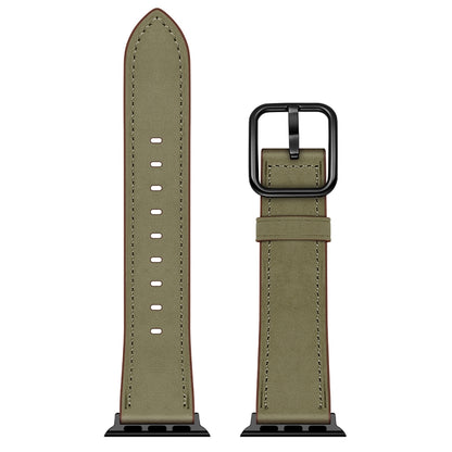 Leather Watch Band For Apple Watch Ultra 49mm&Watch Ultra 2 49mm / Series 9&8&7 45mm / SE 3&SE 2&6&SE&5&4 44mm / 3&2&1 42mm(Army Green Frosted) by bashfashion