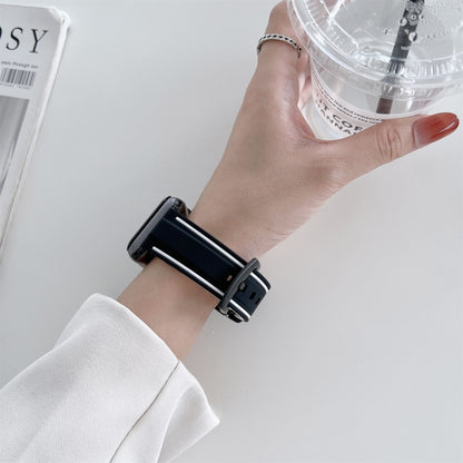 Two-color Silicone Hydraulic Buckle Watch Band For Apple Watch Series 9&8&7 41mm / SE 3&SE 2&6&SE&5&4 40mm / 3&2&1 38mm(Black Grey) by bashfashion