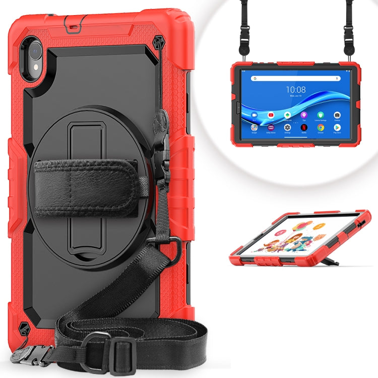 For Lenovo Tab M10 HD TB-X306X Shockproof Colorful Silicone + PC Protective Tablet Case with Holder & Shoulder Strap & Hand Strap(Red) by bashfashion