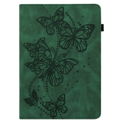 For Samsung Galaxy Tab S8 / Galaxy Tab S7 T870/T875/T876B Embossed Butterfly Pattern Horizontal Flip Leather Tablet Case(Green) by bashfashion