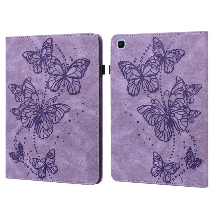 For Samsung Galaxy Tab S6 Lite P610/P615 Embossed Butterfly Pattern Horizontal Flip Leather Tablet Case(Purple) by bashfashion