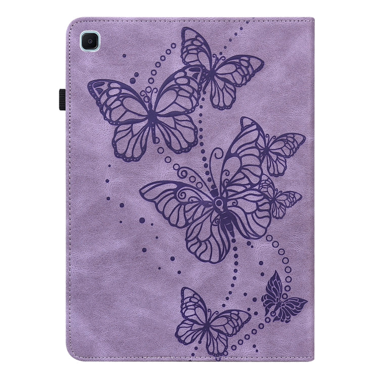 For Samsung Galaxy Tab S6 Lite P610/P615 Embossed Butterfly Pattern Horizontal Flip Leather Tablet Case(Purple) by bashfashion