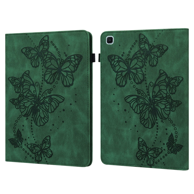 For Samsung Galaxy Tab S6 Lite P610/P615 Embossed Butterfly Pattern Horizontal Flip Leather Tablet Case(Green) by bashfashion
