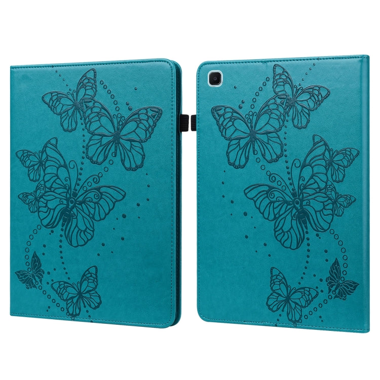 For Samsung Galaxy Tab S6 Lite P610/P615 Embossed Butterfly Pattern Horizontal Flip Leather Tablet Case(Blue) by bashfashion