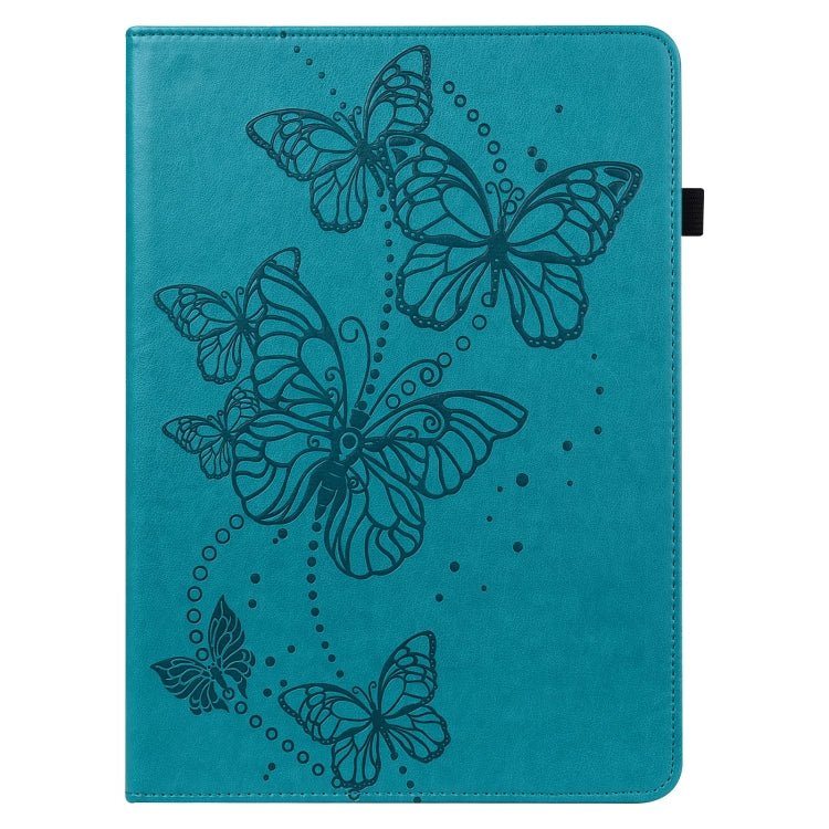 For Samsung Galaxy Tab S6 Lite P610/P615 Embossed Butterfly Pattern Horizontal Flip Leather Tablet Case(Blue) by bashfashion