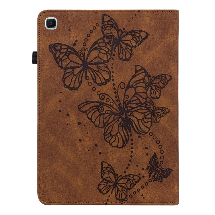For Samsung Galaxy Tab S6 Lite P610/P615 Embossed Butterfly Pattern Horizontal Flip Leather Tablet Case(Brown) by bashfashion