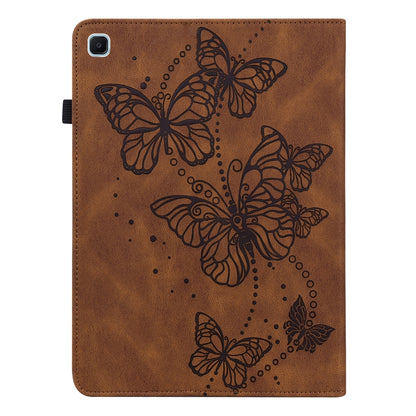 For Samsung Galaxy Tab S6 Lite P610/P615 Embossed Butterfly Pattern Horizontal Flip Leather Tablet Case(Brown) by bashfashion