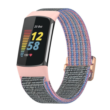 For Fitbit Charge 5 Elastic Nylon Braid Watch Band(Pink) by bashfashion