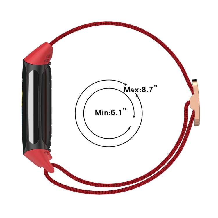 For Fitbit Charge 5 Elastic Nylon Braid Watch Band(Red) by bashfashion