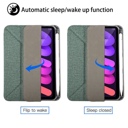 For iPad mini 6 / mini 2024 Mutural Multi-fold Smart Leather Tablet Case(Dark Green) by Mutural