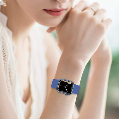 Integrated Silicone Strap Watch Band For Apple Watch Series 9&8&7 41mm / SE 3&SE 2&6&SE&5&4 40mm / 3&2&1 38mm(Blue) by bashfashion