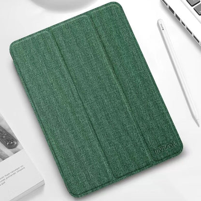 For iPad mini 6 / mini 2024 Mutural YASHI Series Cloth Pattern Texture Horizontal Flip Tablet Case(Green) by Mutural