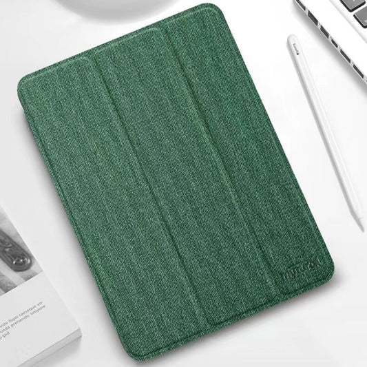 For iPad mini 6 / mini 2024 Mutural YASHI Series Cloth Pattern Texture Horizontal Flip Tablet Case(Green) by Mutural