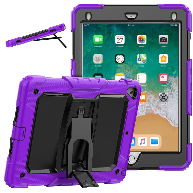 Shockproof Colorful Silicone + Black PC Tablet Protective Case with Holder & Shoulder Strap For iPad 9.7 2018 / 2017(Purple) by bashfashion