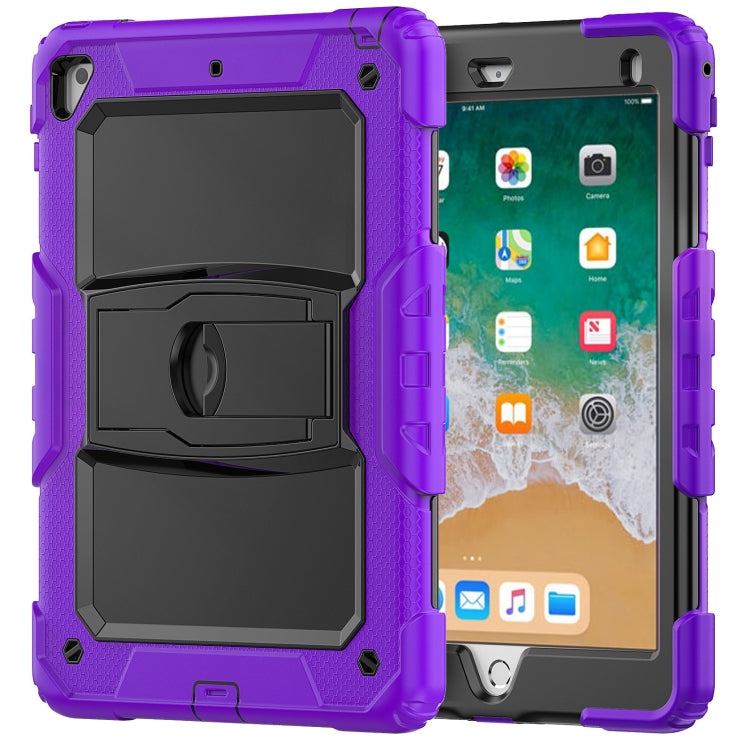 Shockproof Colorful Silicone + Black PC Tablet Protective Case with Holder & Shoulder Strap For iPad 9.7 2018 / 2017(Purple) by bashfashion