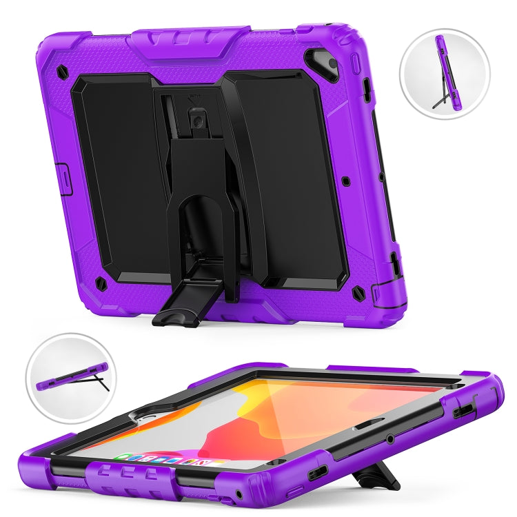 Shockproof Colorful Silicone + Black PC Tablet Protective Case with Holder & Shoulder Strap For iPad 9.7 2018 / 2017(Purple) by bashfashion