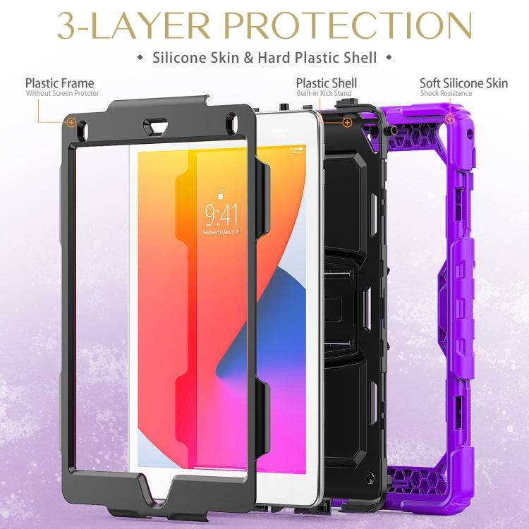 Shockproof Colorful Silicone + Black PC Tablet Protective Case with Holder & Shoulder Strap For iPad 9.7 2018 / 2017(Purple) by bashfashion