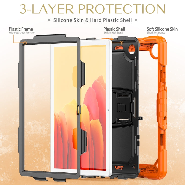 Shockproof Colorful Silicone + Black PC Tablet Protective Case with Holder & Shoulder Strap For Samsung Galaxy Tab A7 2020 T500(Orange) by bashfashion