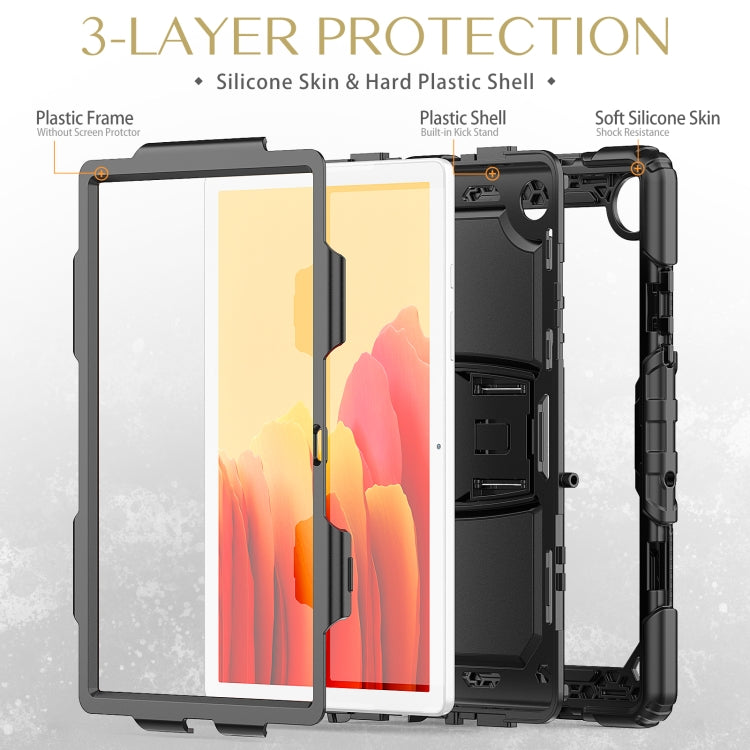 Shockproof Colorful Silicone + Black PC Tablet Protective Case with Holder & Shoulder Strap For Samsung Galaxy Tab A7 2020 T500(Black) by bashfashion
