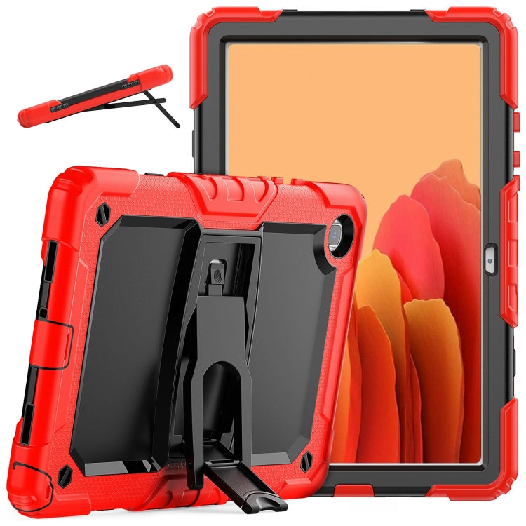 Shockproof Colorful Silicone + Black PC Tablet Protective Case with Holder & Shoulder Strap For Samsung Galaxy Tab A7 2020 T500(Red) by bashfashion
