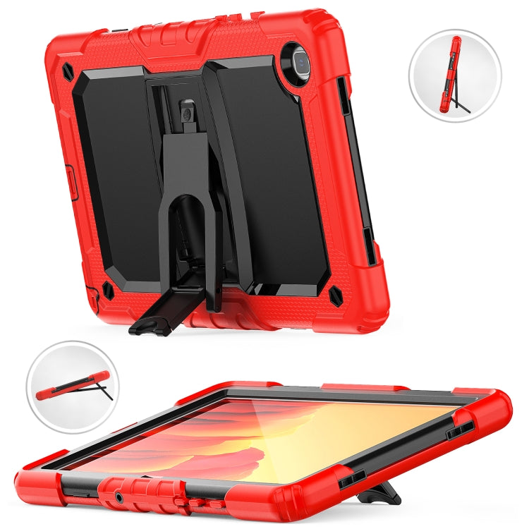 Shockproof Colorful Silicone + Black PC Tablet Protective Case with Holder & Shoulder Strap For Samsung Galaxy Tab A7 2020 T500(Red) by bashfashion