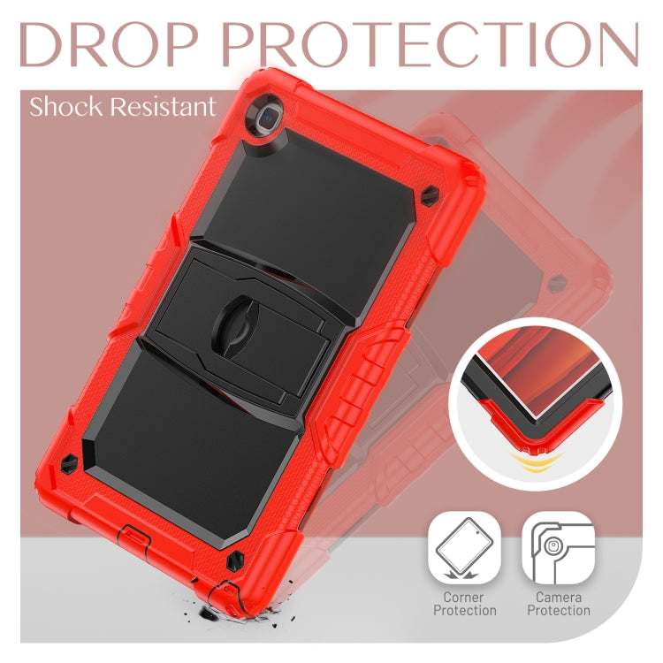 Shockproof Colorful Silicone + Black PC Tablet Protective Case with Holder & Shoulder Strap For Samsung Galaxy Tab A7 2020 T500(Red) by bashfashion