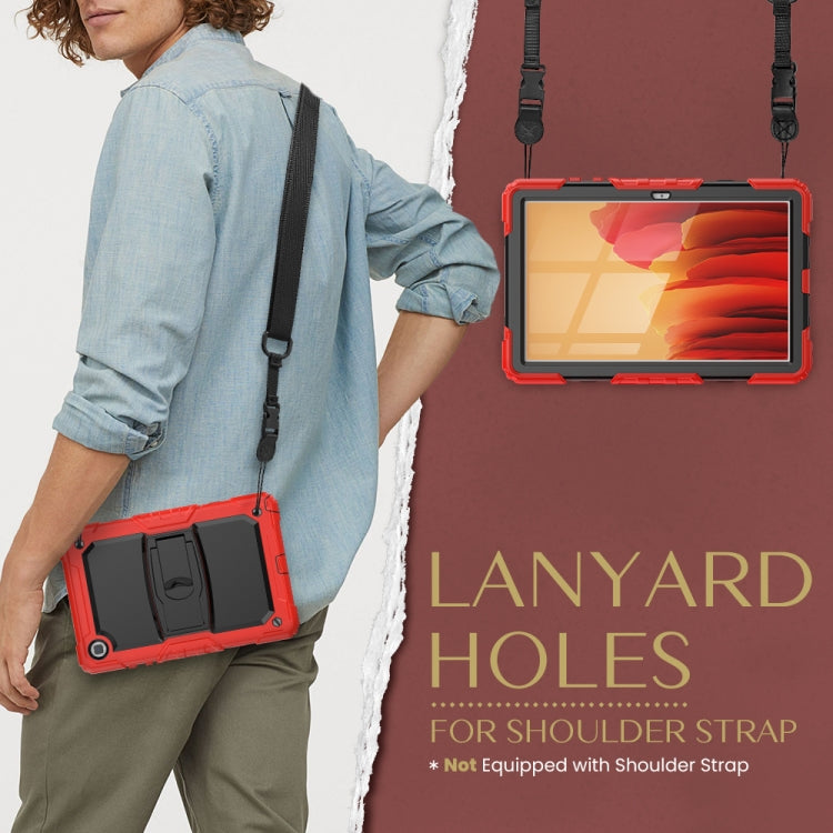 Shockproof Colorful Silicone + Black PC Tablet Protective Case with Holder & Shoulder Strap For Samsung Galaxy Tab A7 2020 T500(Red) by bashfashion