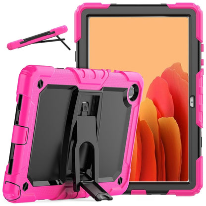 Shockproof Colorful Silicone + Black PC Tablet Protective Case with Holder & Shoulder Strap For Samsung Galaxy Tab A7 2020 T500(Rose Red) by bashfashion
