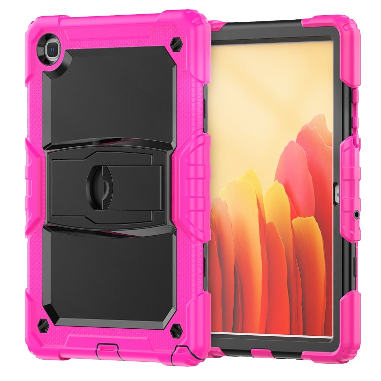 Shockproof Colorful Silicone + Black PC Tablet Protective Case with Holder & Shoulder Strap For Samsung Galaxy Tab A7 2020 T500(Rose Red) by bashfashion