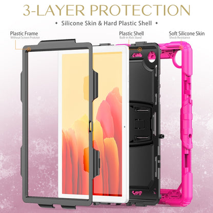 Shockproof Colorful Silicone + Black PC Tablet Protective Case with Holder & Shoulder Strap For Samsung Galaxy Tab A7 2020 T500(Rose Red) by bashfashion