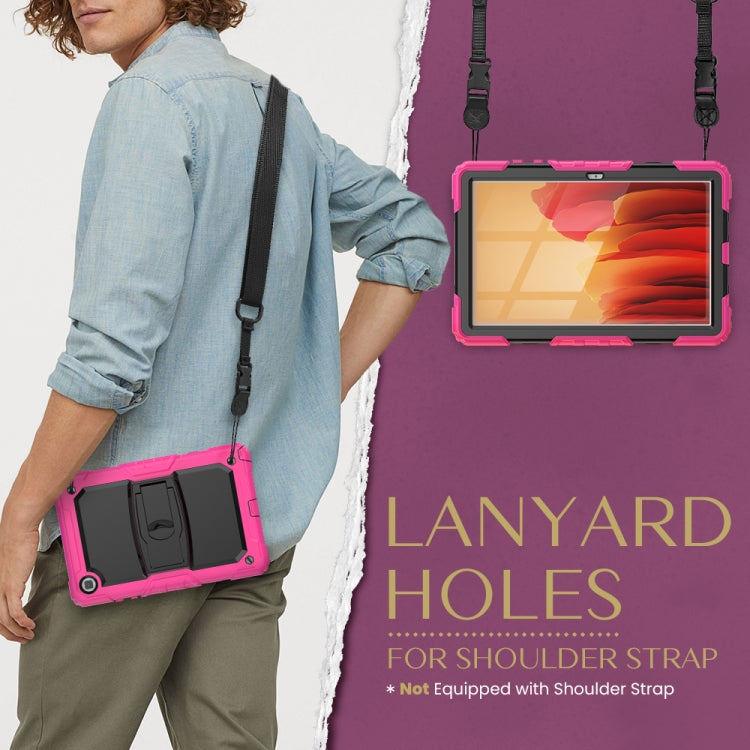 Shockproof Colorful Silicone + Black PC Tablet Protective Case with Holder & Shoulder Strap For Samsung Galaxy Tab A7 2020 T500(Rose Red) by bashfashion