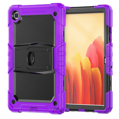 Shockproof Colorful Silicone + Black PC Tablet Protective Case with Holder & Shoulder Strap For Samsung Galaxy Tab A7 2020 T500(Purple) by bashfashion