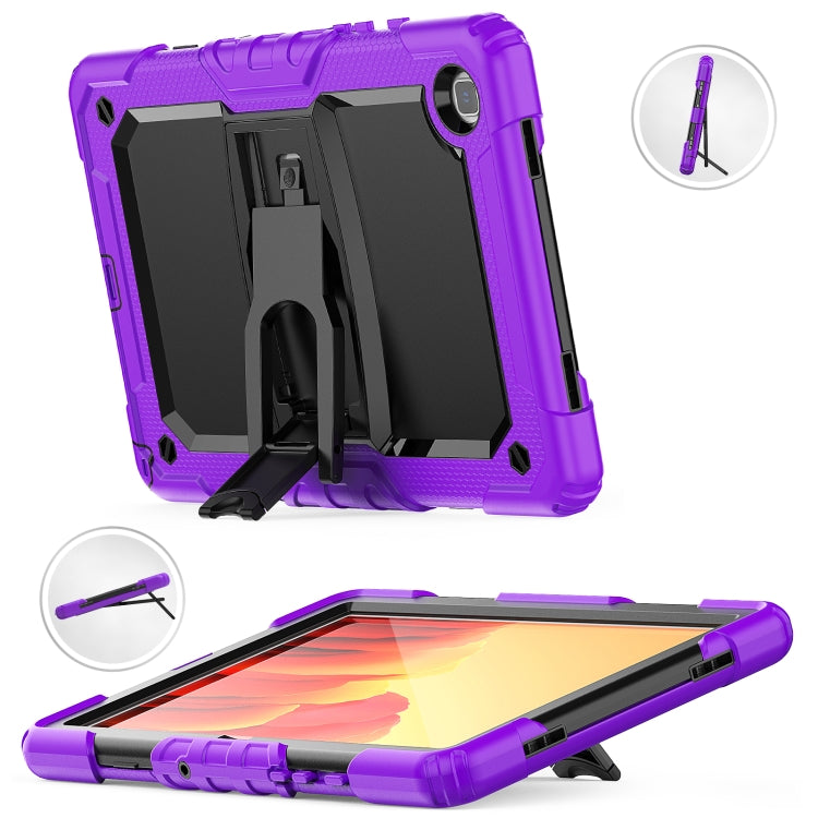 Shockproof Colorful Silicone + Black PC Tablet Protective Case with Holder & Shoulder Strap For Samsung Galaxy Tab A7 2020 T500(Purple) by bashfashion