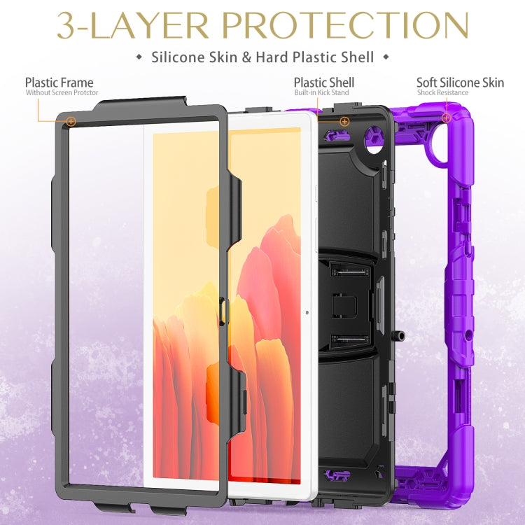 Shockproof Colorful Silicone + Black PC Tablet Protective Case with Holder & Shoulder Strap For Samsung Galaxy Tab A7 2020 T500(Purple) by bashfashion