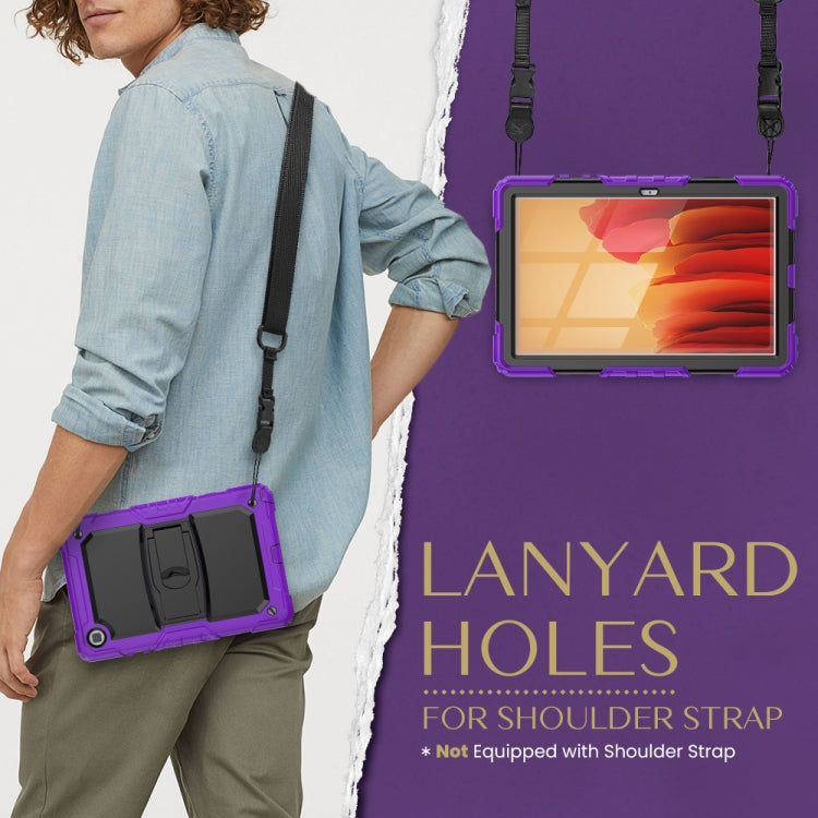 Shockproof Colorful Silicone + Black PC Tablet Protective Case with Holder & Shoulder Strap For Samsung Galaxy Tab A7 2020 T500(Purple) by bashfashion