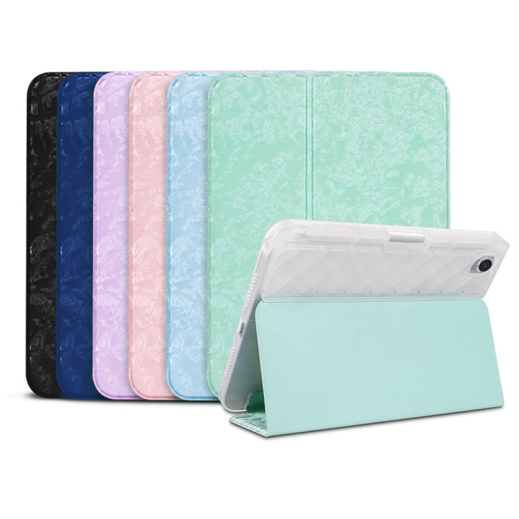 For iPad mini 6 / mini 2024 Shell Texture Dual-Fold Smart Leather Tablet Case(Black) by bashfashion