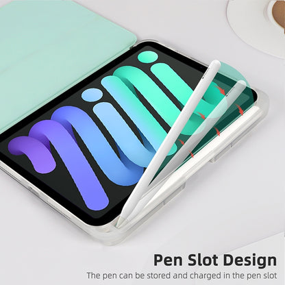 For iPad mini 6 / mini 2024 Shell Texture Dual-Fold Smart Leather Tablet Case(Black) by bashfashion