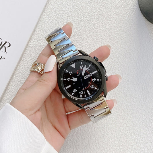 22mm Lightning Bolt Style Steel Watch Band(Silver Gold) by bashfashion