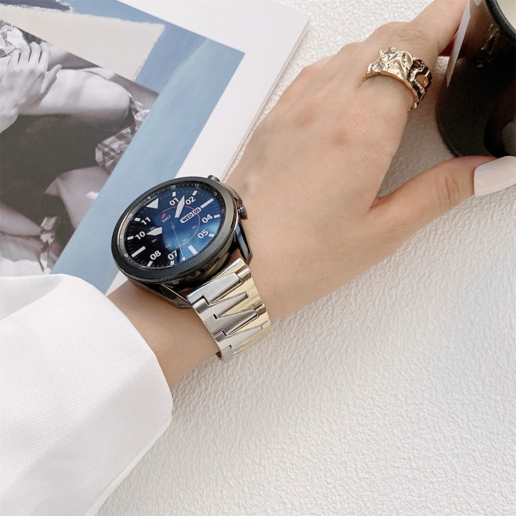 22mm Lightning Bolt Style Steel Watch Band(Silver Gold) by bashfashion